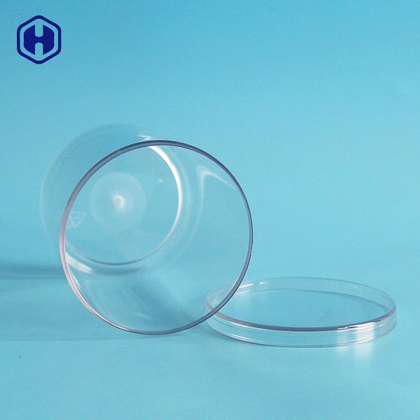 Frasco plástico do cilindro do ANIMAL DE ESTIMAÇÃO claro redondo dos recipientes plásticos de empacotamento de alimento